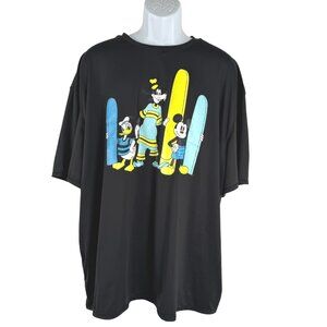 Disney Mickey Mouse And Friend Swim Shirt Mens 3XL Short Sleeve Black‎ TP-3450